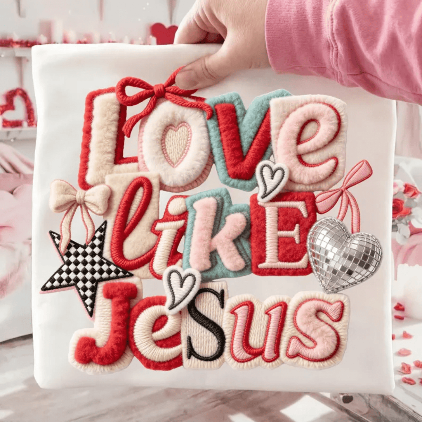 RTS LOVE LIKE JESUS FAUX VALENTINE DTF DIRECT TO FILM transfers ADULT 10X11.5 - Do it yourself Transfers