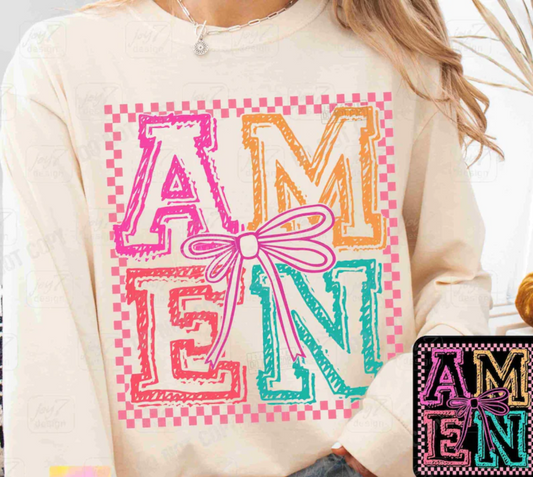 AMEN coquette bow MULTI COLOR DTF TRANSFER PRINT TO ORDER 706