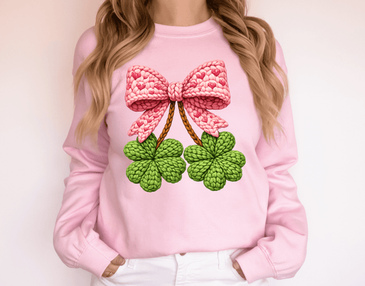 RTS CLOVERS BOW CLOVER ST PATRICKS DAY DTF DIRECT TO FILM transfers ADULT 10X11.5 - Do it yourself Transfers