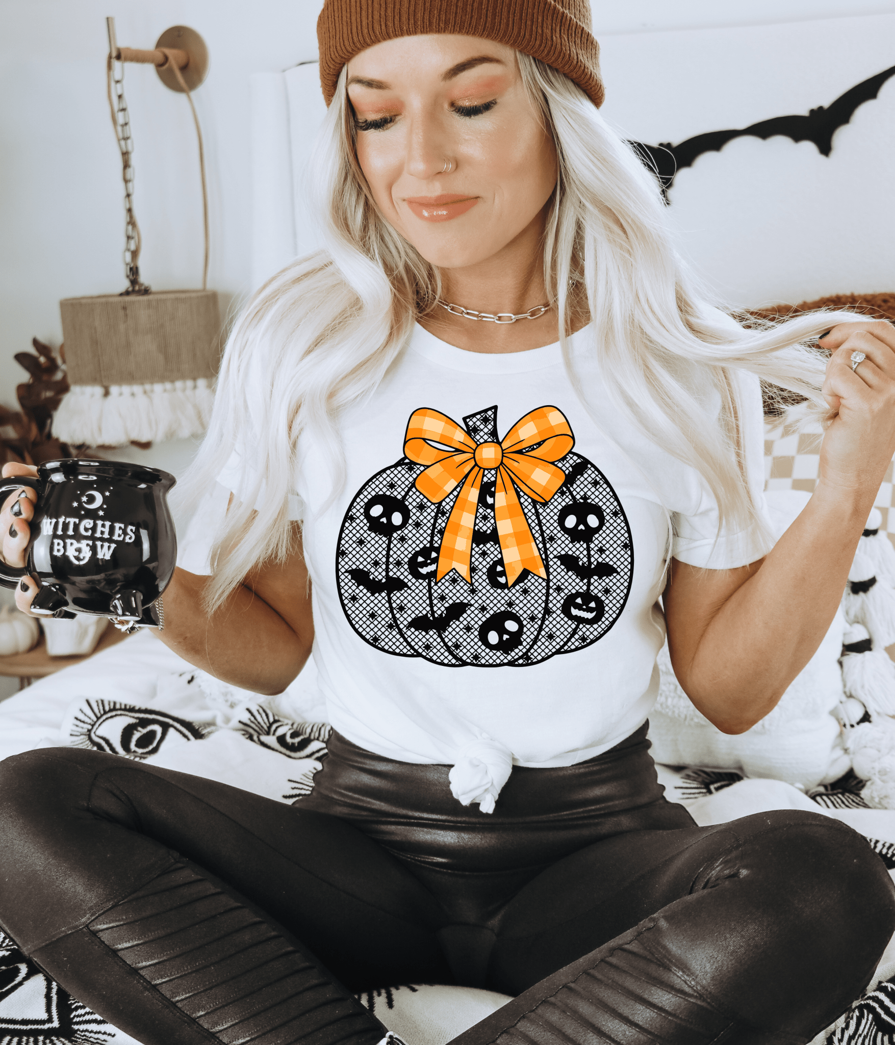RTS HALLOWEEN PUMPKIN LACE ORANGE BOW SCREEN PRINT transfer ADULT 10X11 - Do it yourself Transfers