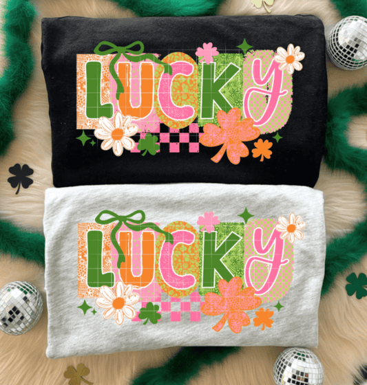 RTS LUCKY ST ST PATRICKS DAY DTF DIRECT TO FILM transfers ADULT 8X11.5 - Do it yourself Transfers