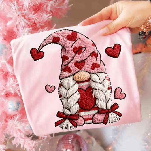 RTS VALENTINE GNOME HEARTS DTF DIRECT TO FILM transfers ADULT 9X12 - Do it yourself Transfers